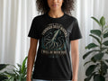 Black t-shirt with squid, fish, and text "When you go through deep waters I will be with you Isaiah 43:2".