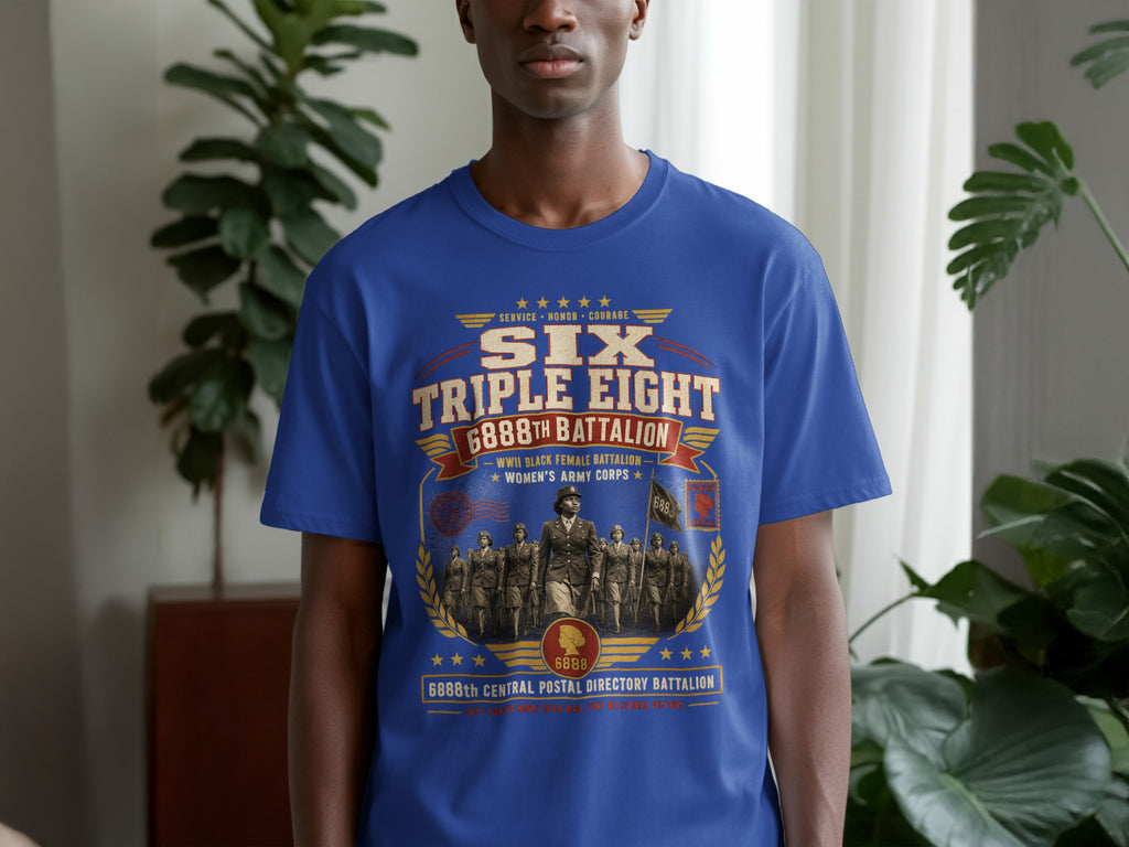Six Triple Eight 6888th Battalion WWII Black Female Battalion Women's Army Corps t-shirt.