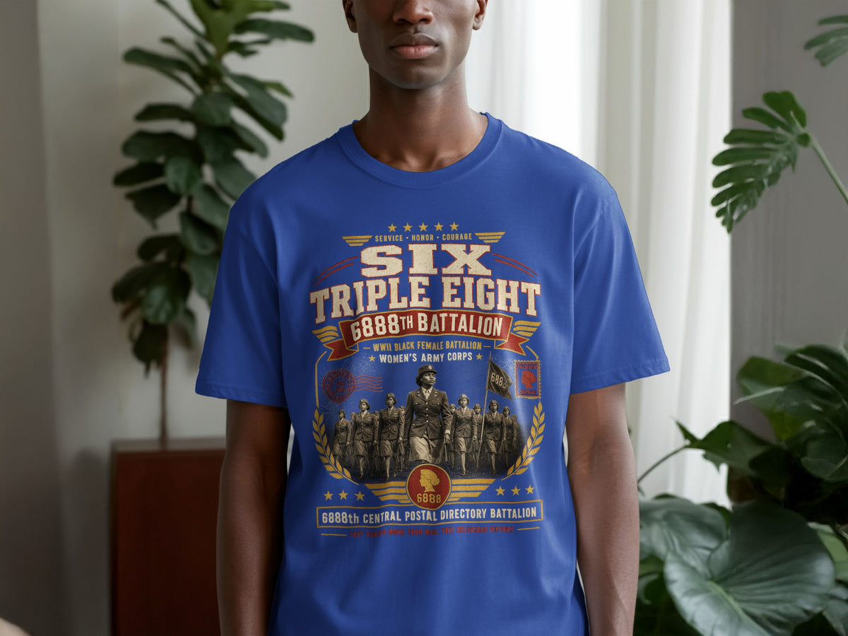 Six Triple Eight 6888th Battalion WWII Black Female Battalion Women's Army Corps t-shirt.