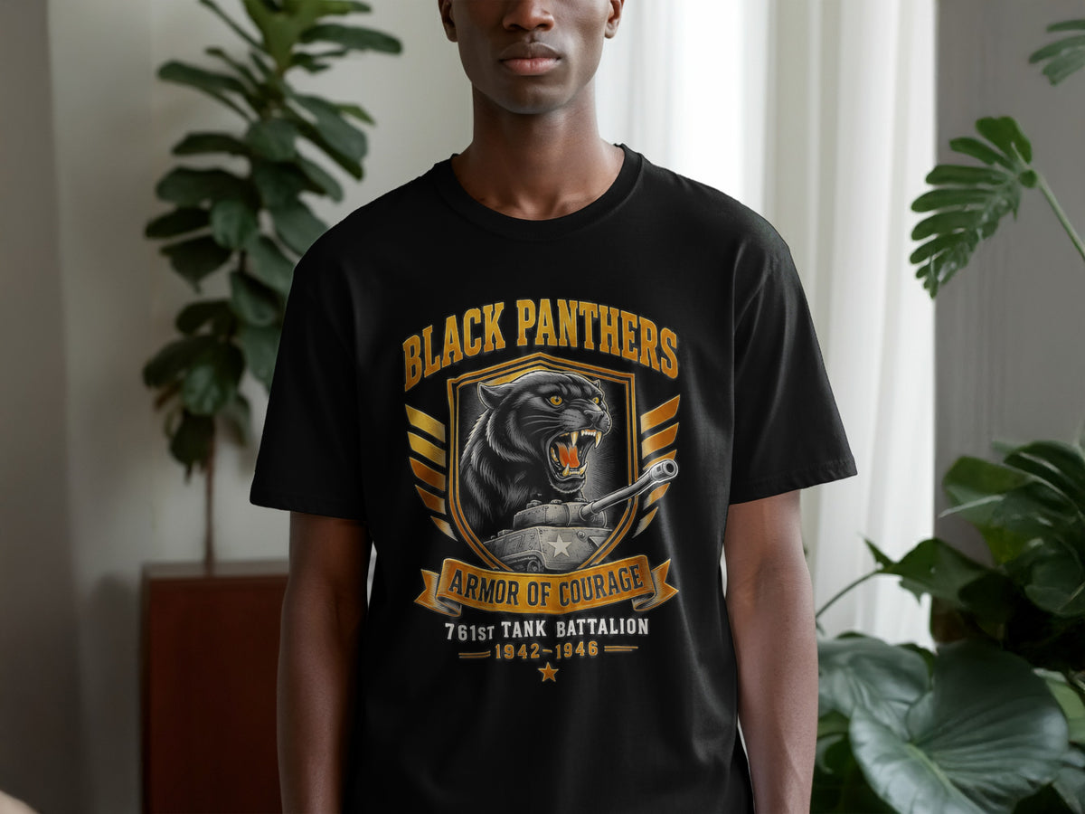 Black Panthers Armor of Courage 761st Tank Battalion 1942-1946 t-shirt design.