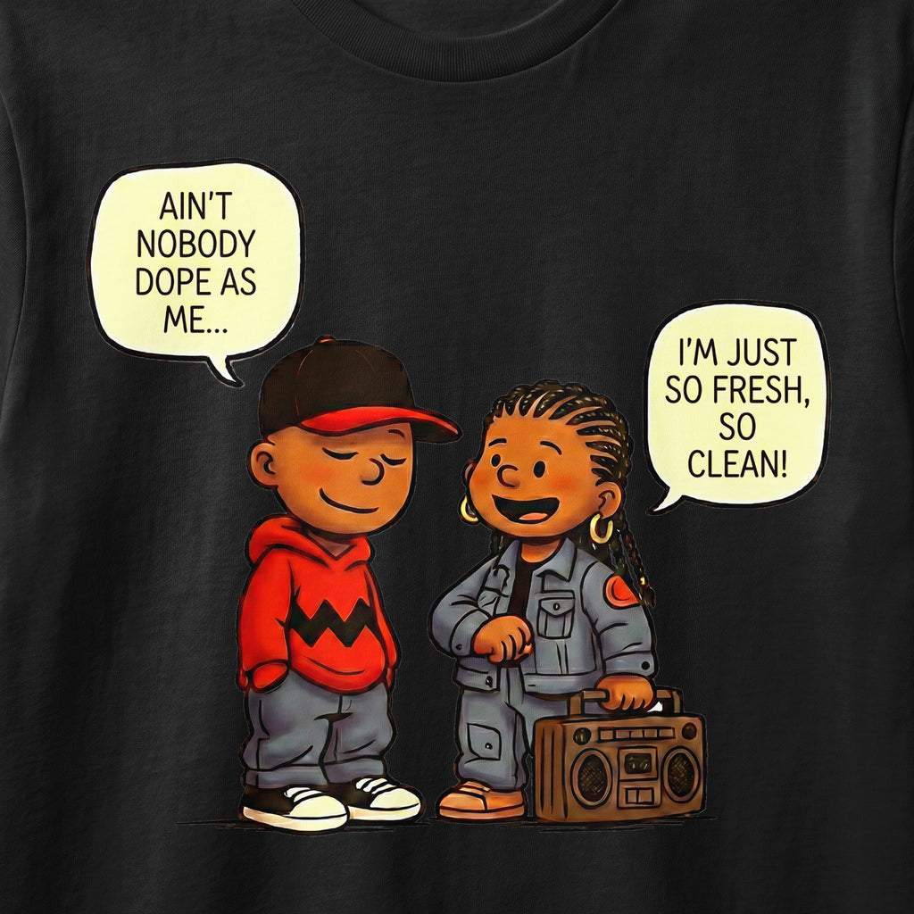 Charlie Brown and Penny Proud with a boombox. "Ain't nobody dope as me" and "I'm just so fresh, so clean!"