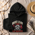 Black hoodie with Bruce Leroy 1985, dragon, Harlem New York, The Masted graphic.