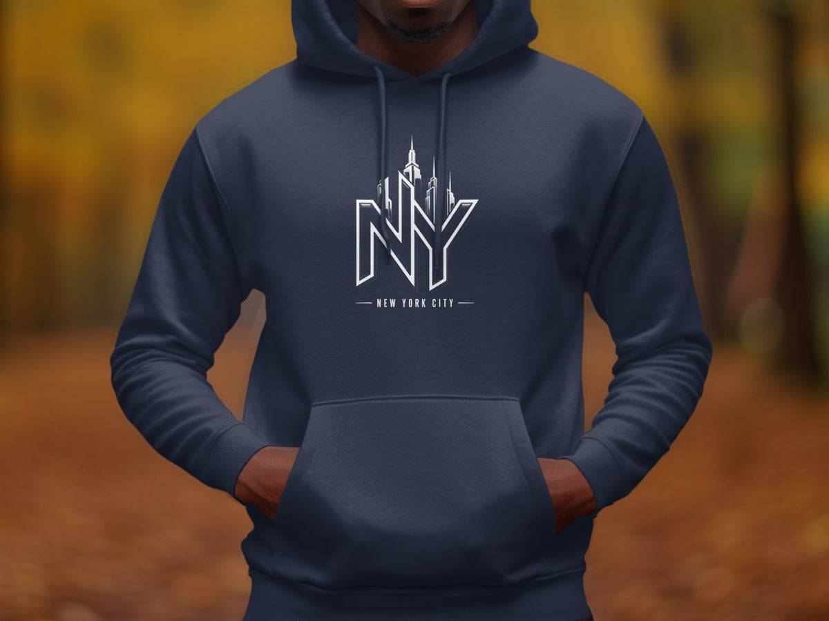 Navy hoodie with white "NY" text and "New York City" below