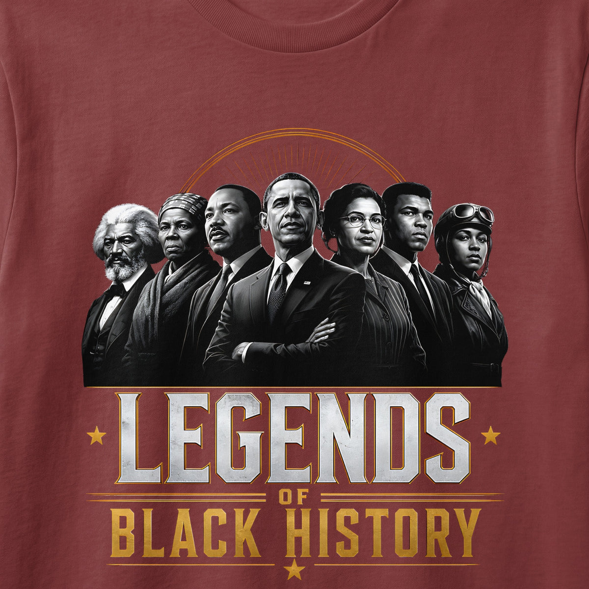Seven Black historical figures depicted with text "Legends of Black History".