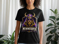 Black t-shirt with a Viking illustration and "MINNESOTA" text.