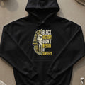 Black hoodie with pharaoh graphic and text "Black History Didn't Begin at Slavery".