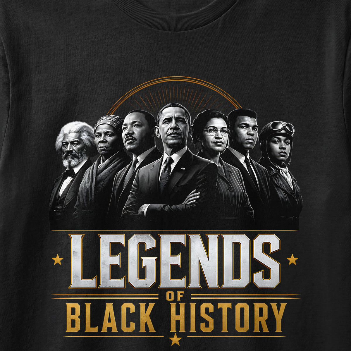 Legends of Black History featuring prominent figures like Obama and Martin Luther King Jr.