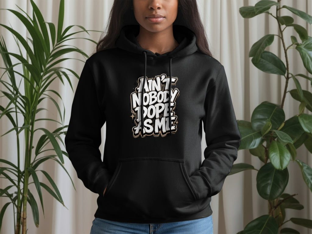 Black hoodie with graffiti text "Ain't Nobody Doper As Me".