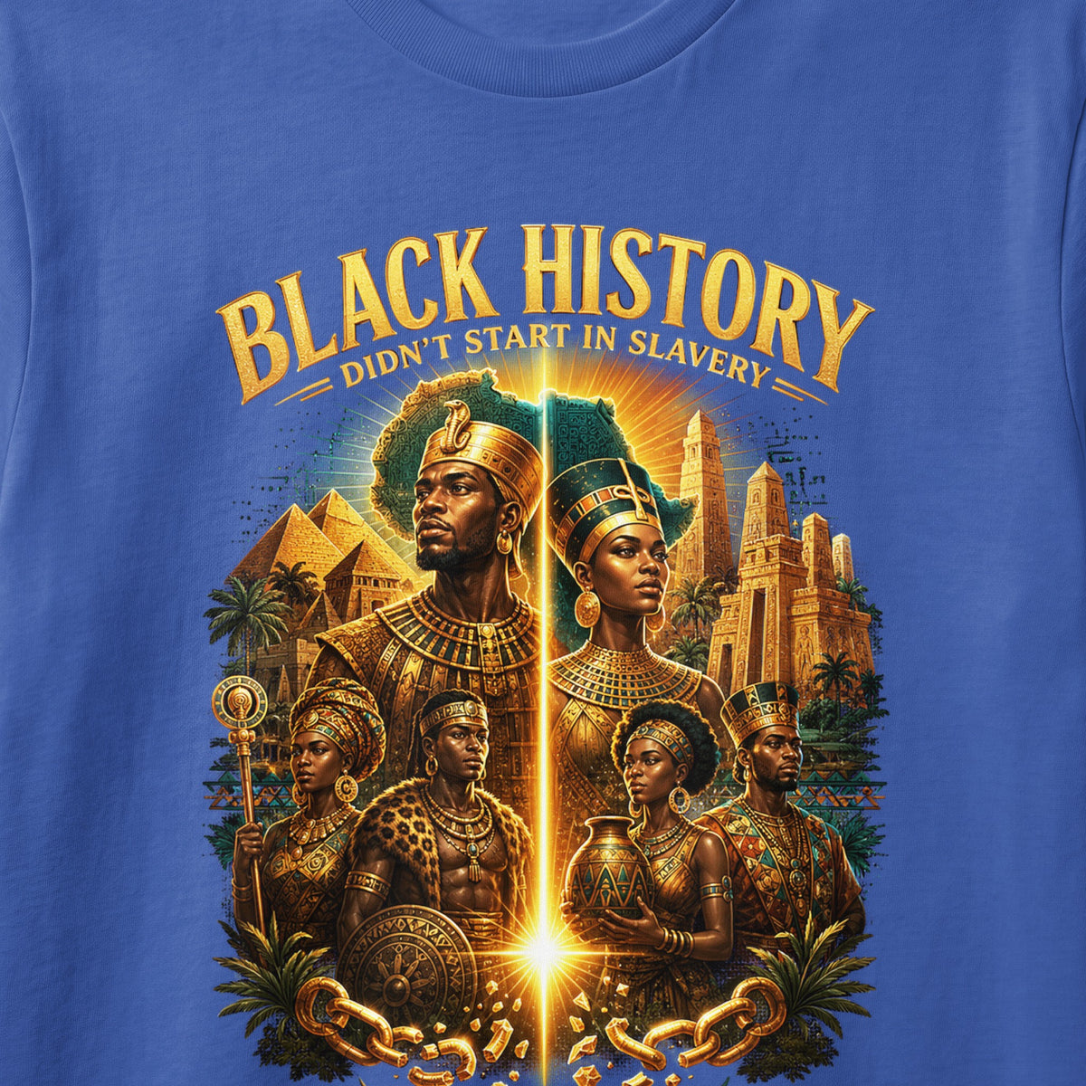 Black History didn't start in slavery text with ancient African figures and pyramids.
