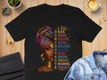 Black woman with turban and gold jewelry, "I AM BLACK. WOMAN. BEAUTIFUL. MAGICAL. INTELLIGENT. RESILIENT. LOVING. CREATIVE. POWERFUL. INFLUENTIAL. UNAPOLOGETIC."
