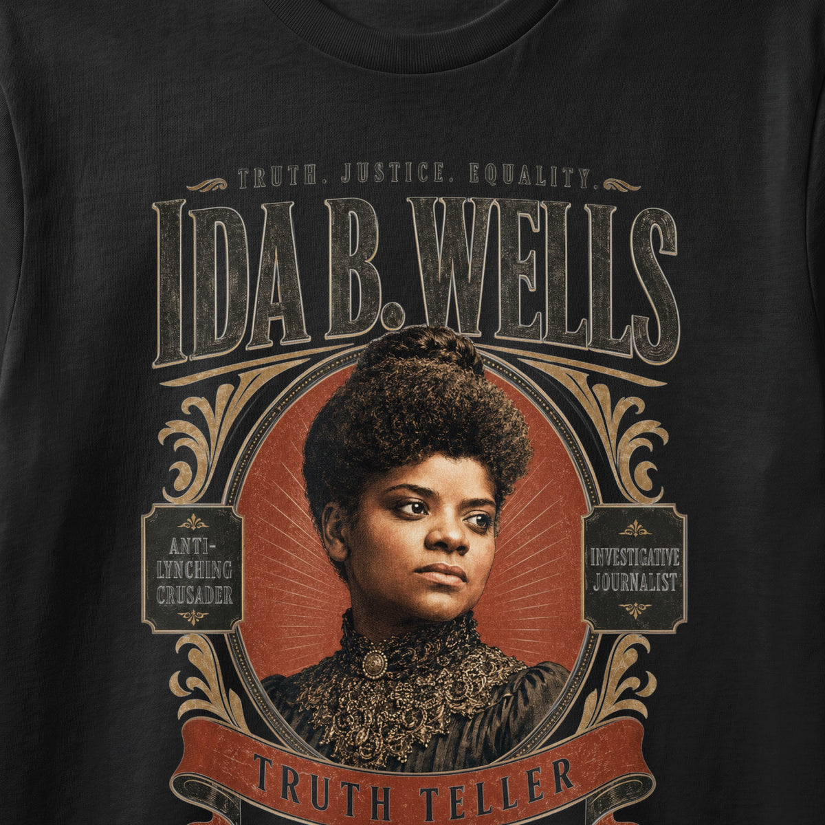 Ida B. Wells graphic with "Truth. Justice. Equality." and "Truth Teller".