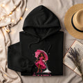 Black hoodie with graphic of woman holding umbrella and scattering salt, "Don't Be Salty" text.